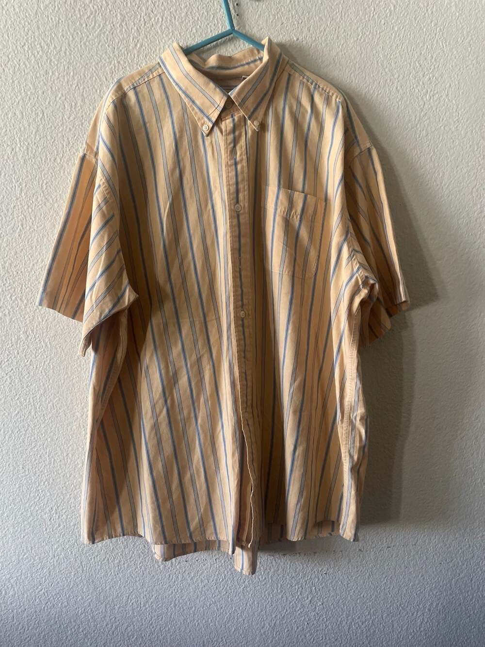 Vintage L.L. Bean Men's 100% Cotton Short Sleeve Striped Button Down Shirt XXL